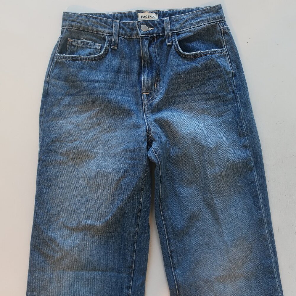 Womens L'Agence Blue (Item-136) Jones Ultra High-Rise Haute Boyle Denim Jeans 25 - Picture 4 of 12
